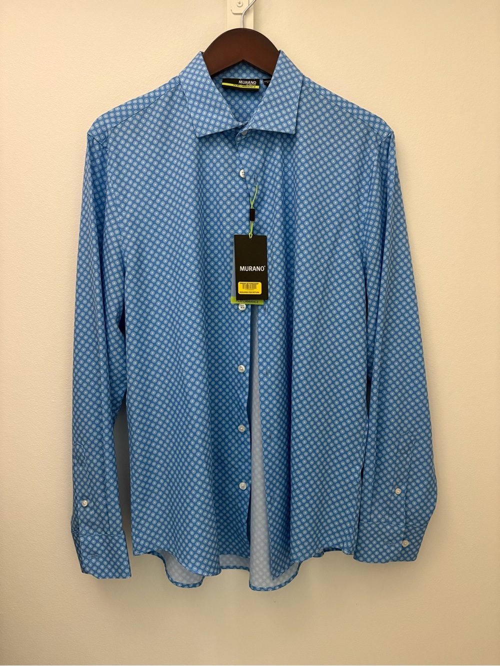 Murano Men's Light Blue Geometric Dress Shirt